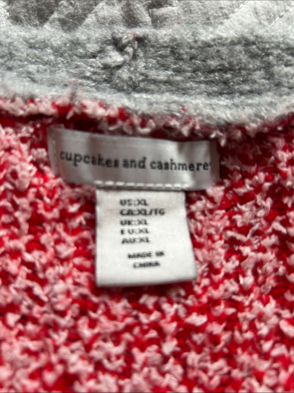 cupcakes & cashmere Gray Candy Cane Knit Cardigan with Red & White Accents - Picture 5 of 9